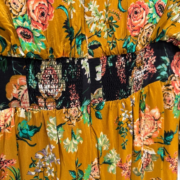 Anthropologie Printed V-Neck Maxi Dress Women's 4 Bohemian Floral Kimono Sleeve - Picture 11 of 16